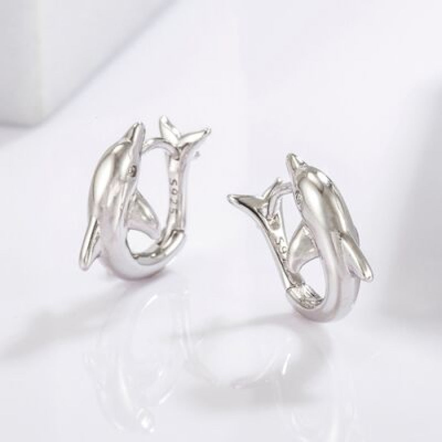 925 Sterling Silver Zircon Dolphin Earrings / One Size Apparel and Accessories
