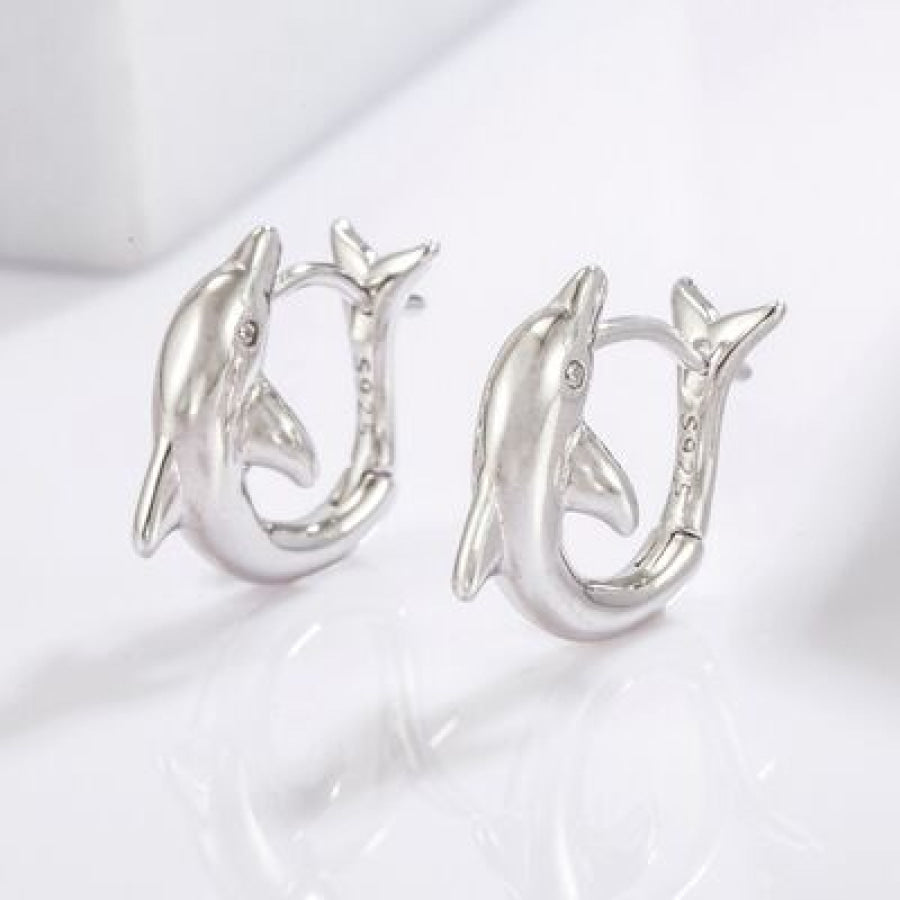 925 Sterling Silver Zircon Dolphin Earrings / One Size Apparel and Accessories