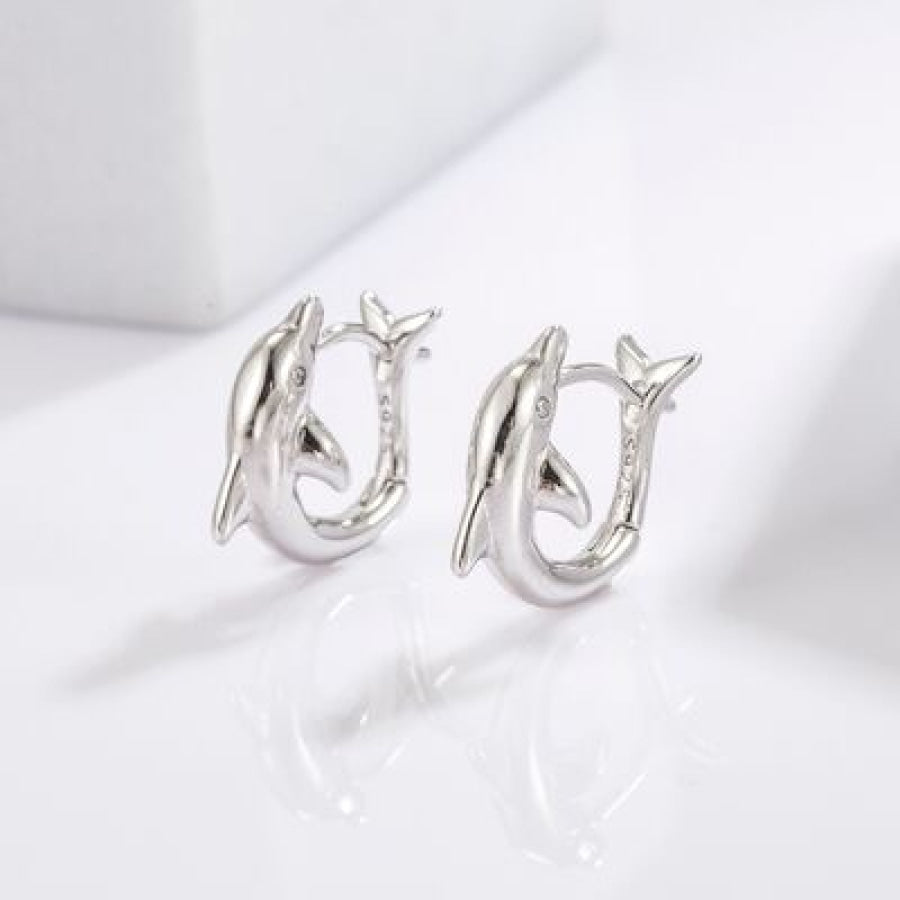 925 Sterling Silver Zircon Dolphin Earrings / One Size Apparel and Accessories