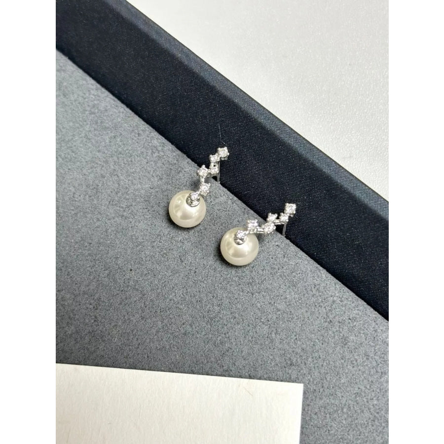 925 Sterling Silver Zircon Earrings Ivory / One Size Apparel and Accessories