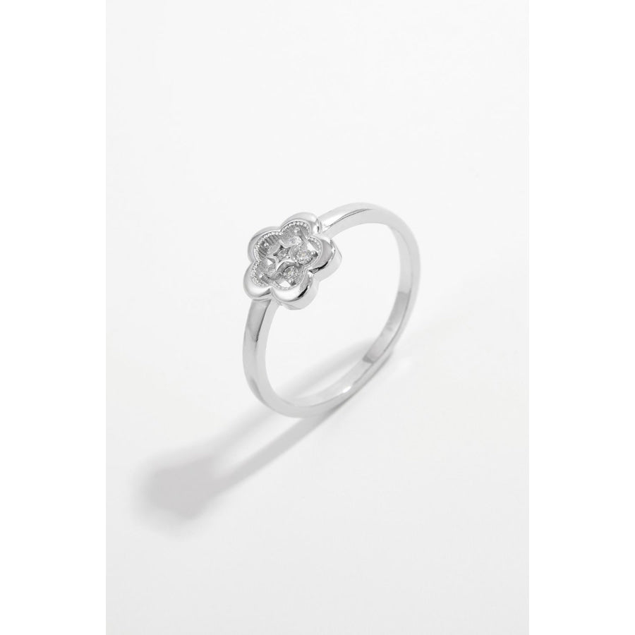 925 Sterling Silver Zircon Flower Ring Apparel and Accessories