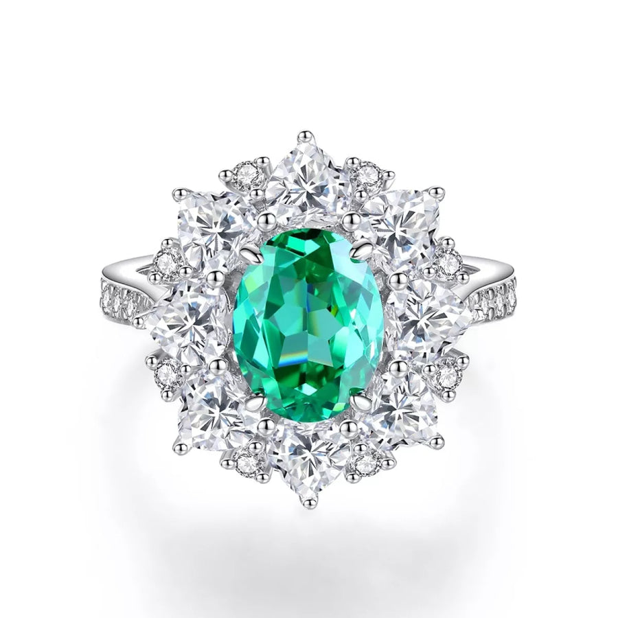 925 Sterling Silver Zircon Flower Ring Apparel and Accessories