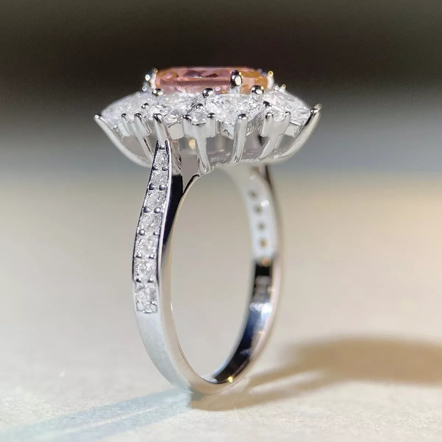 925 Sterling Silver Zircon Flower Ring Apparel and Accessories