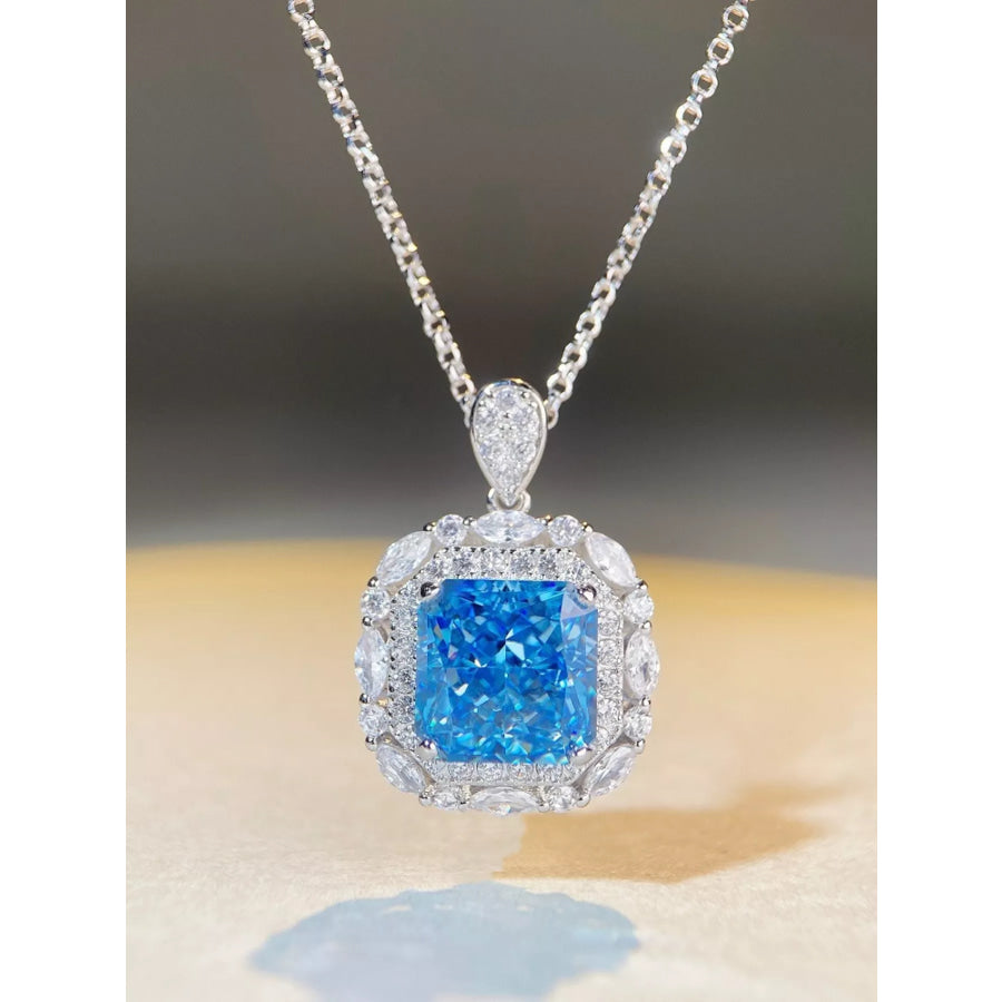 925 Sterling Silver Zircon Geometric Pendant Necklace Apparel and Accessories