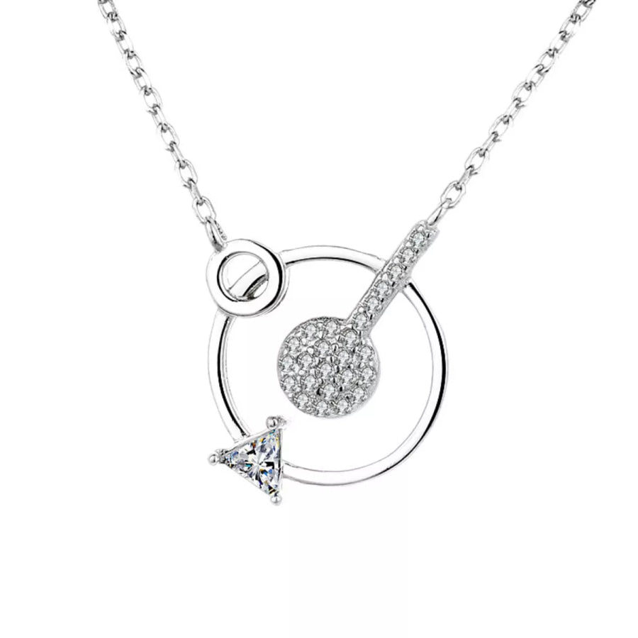 925 Sterling Silver Zircon Geometric Pendant Necklace Silver / One Size Apparel and Accessories