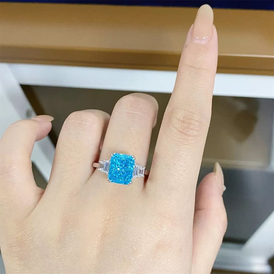 925 Sterling Silver Zircon Geometric Ring Apparel and Accessories