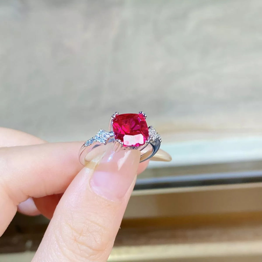 925 Sterling Silver Zircon Geometric Ring Apparel and Accessories