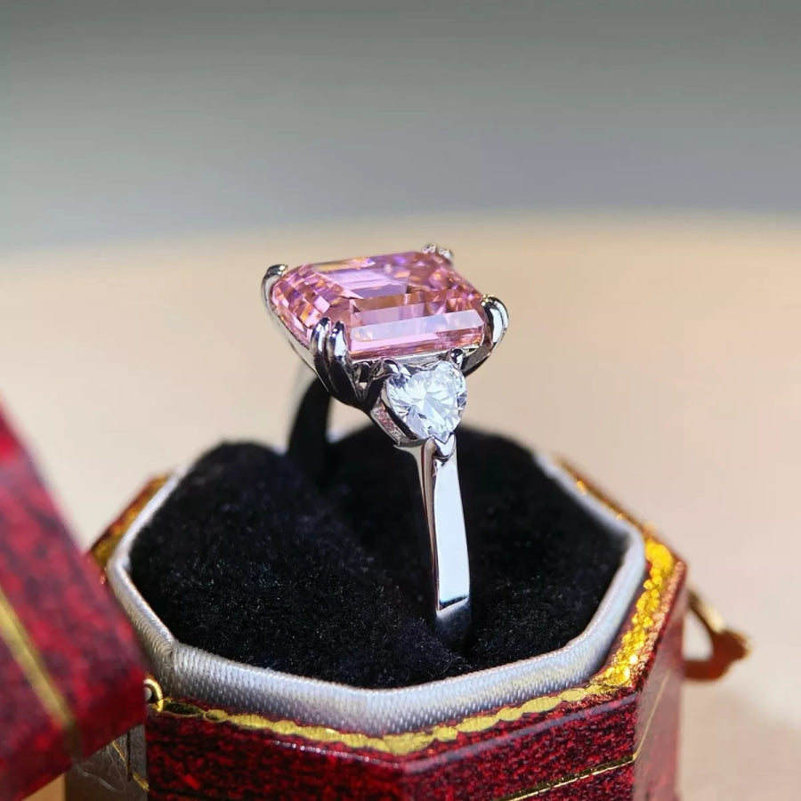 925 Sterling Silver Zircon Geometric Ring Apparel and Accessories