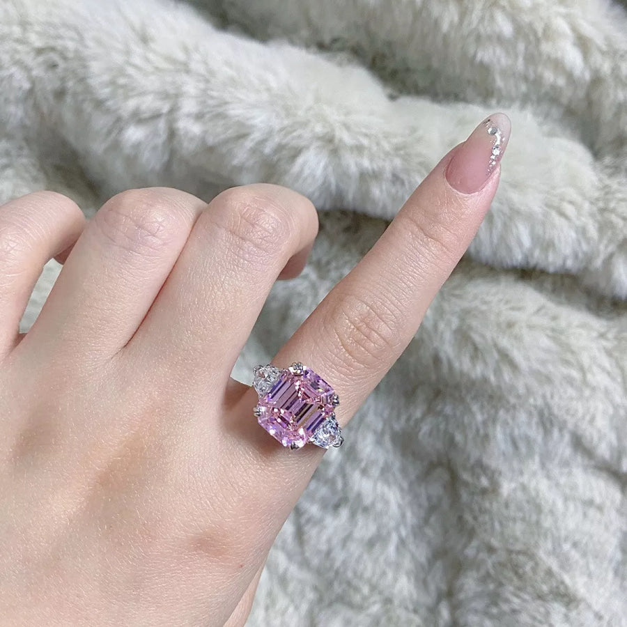 925 Sterling Silver Zircon Geometric Ring Apparel and Accessories