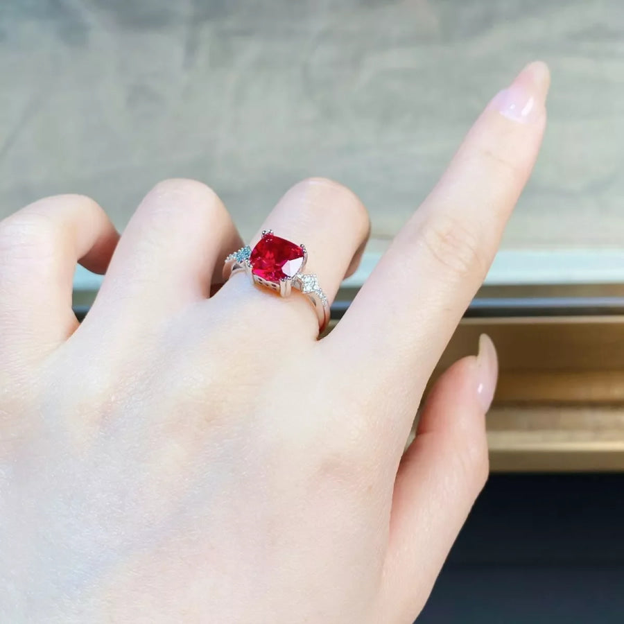 925 Sterling Silver Zircon Geometric Ring Apparel and Accessories
