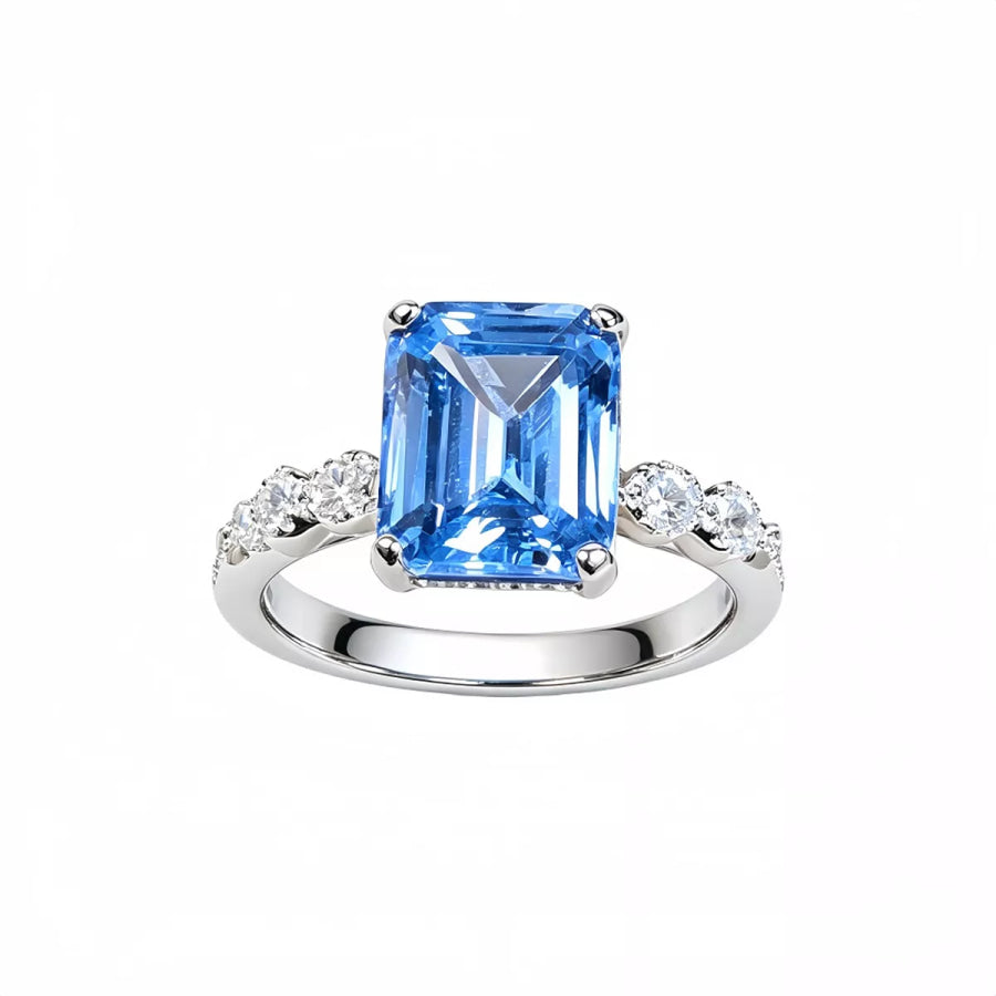 925 Sterling Silver Zircon Geometric Ring Apparel and Accessories