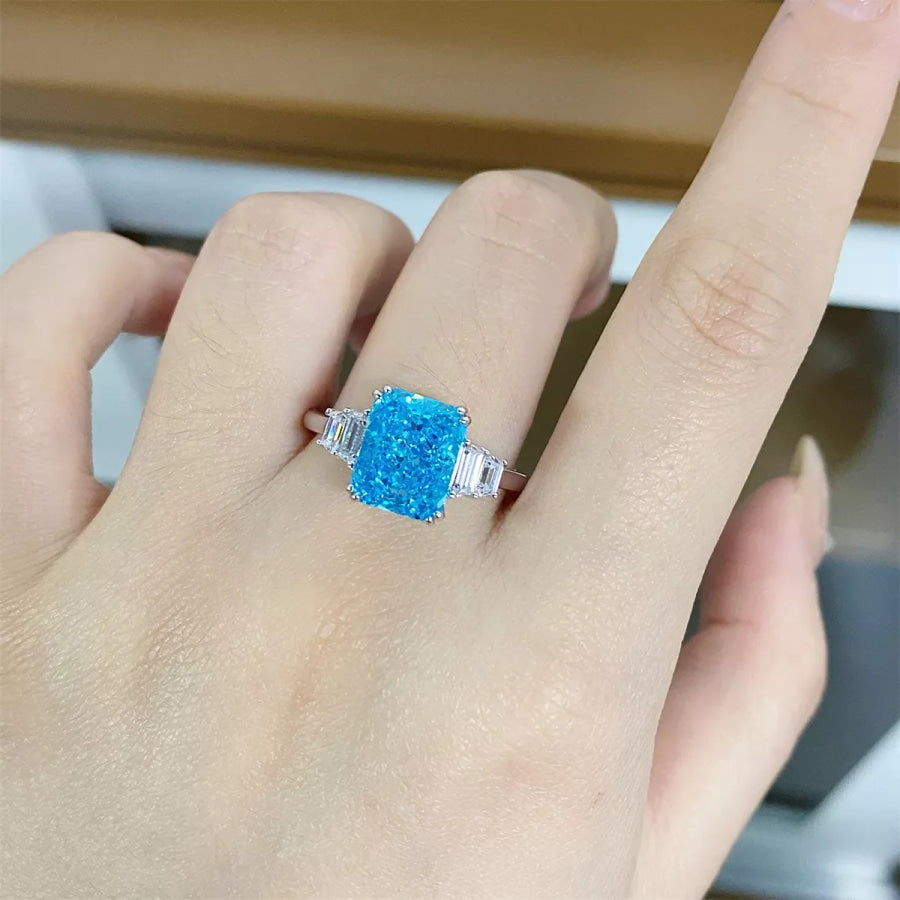 925 Sterling Silver Zircon Geometric Ring Apparel and Accessories