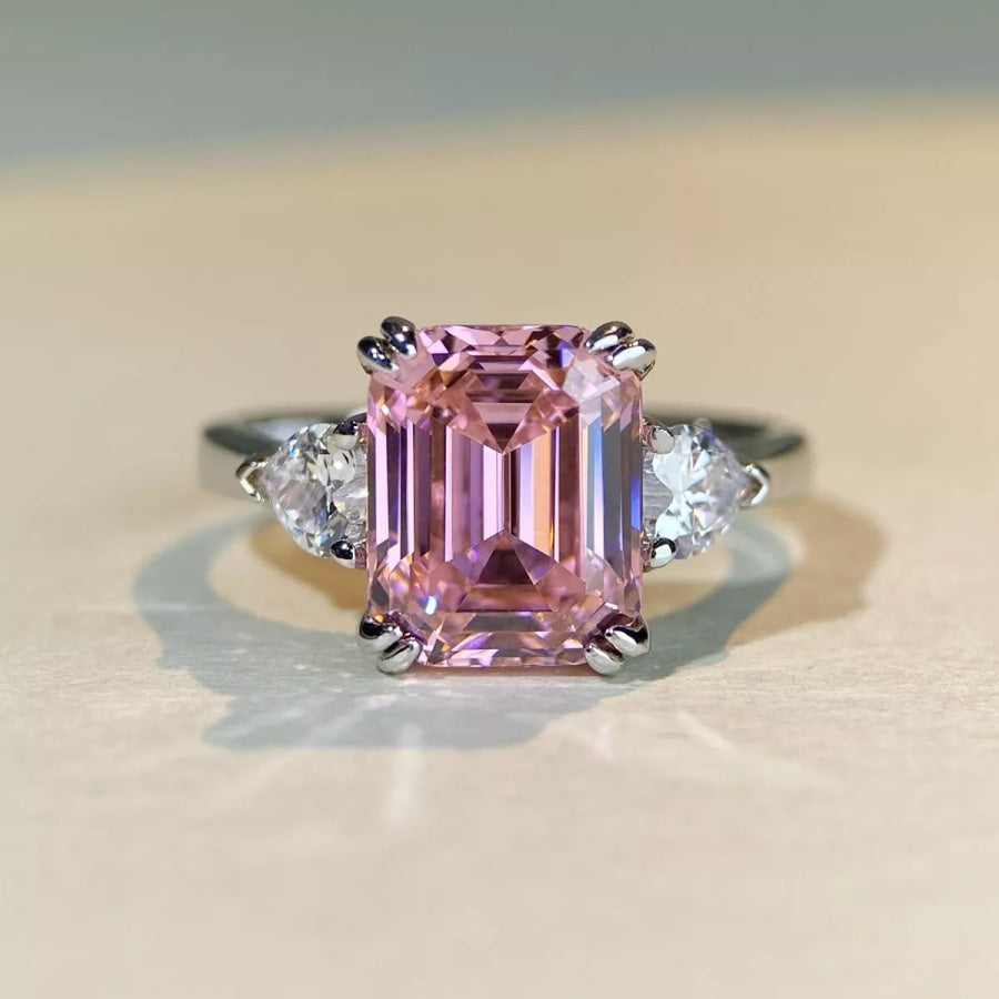 925 Sterling Silver Zircon Geometric Ring Apparel and Accessories