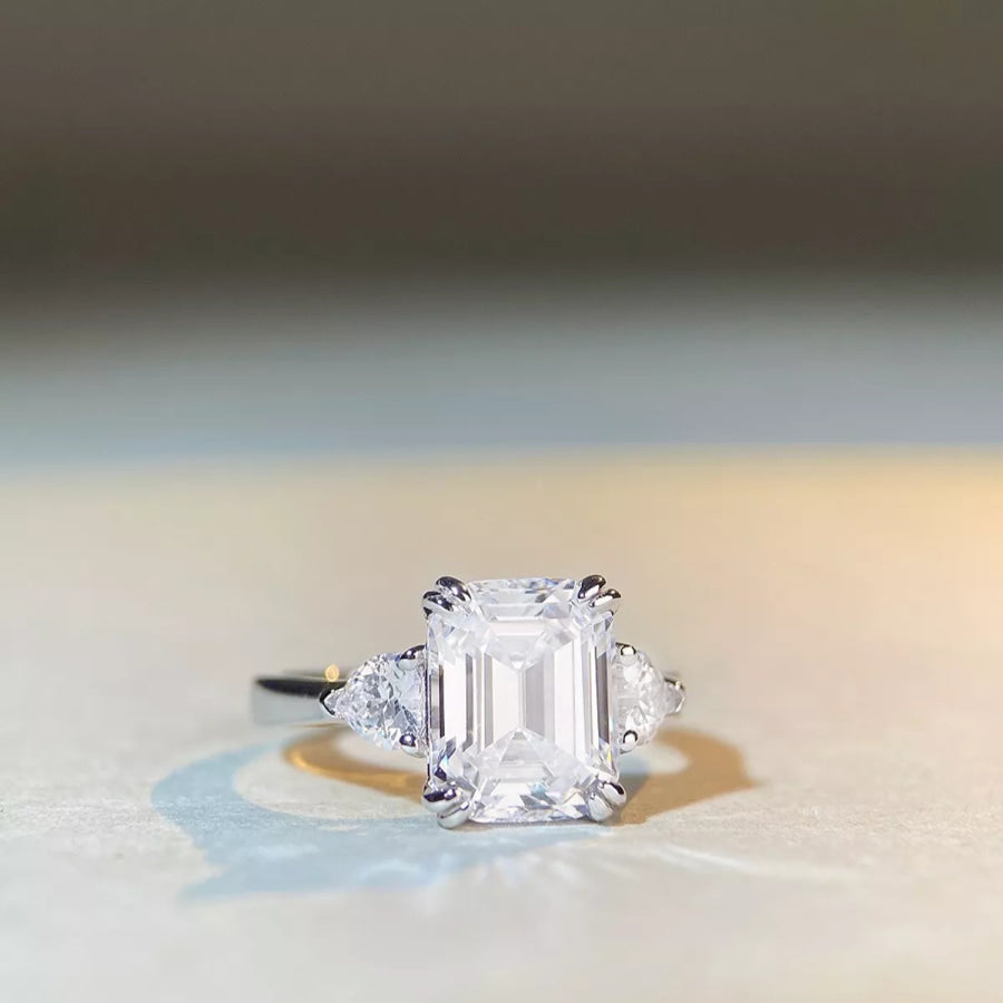 925 Sterling Silver Zircon Geometric Ring Apparel and Accessories
