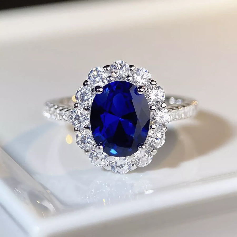 925 Sterling Silver Zircon Geometric Ring Apparel and Accessories
