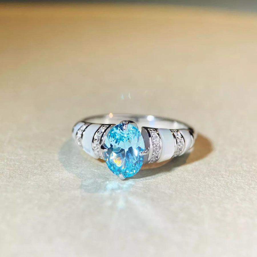 925 Sterling Silver Zircon Geometric Ring Apparel and Accessories