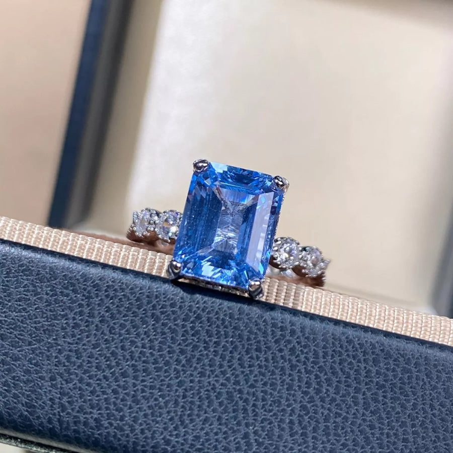 925 Sterling Silver Zircon Geometric Ring Apparel and Accessories