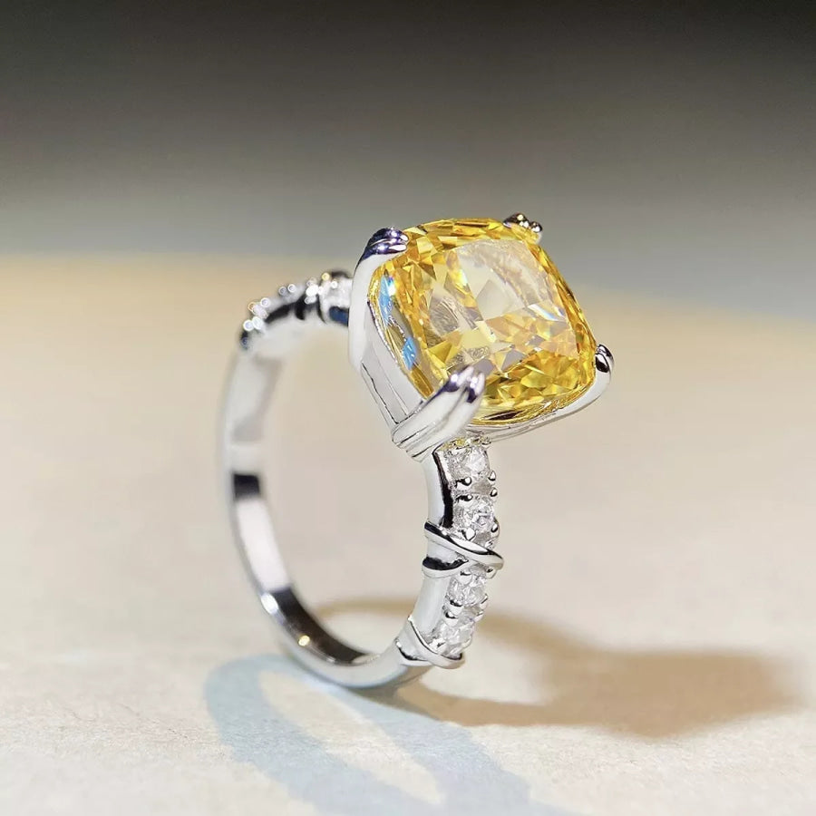 925 Sterling Silver Zircon Geometric Ring Apparel and Accessories