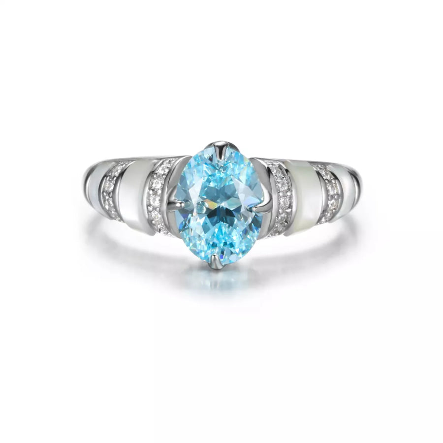 925 Sterling Silver Zircon Geometric Ring Apparel and Accessories