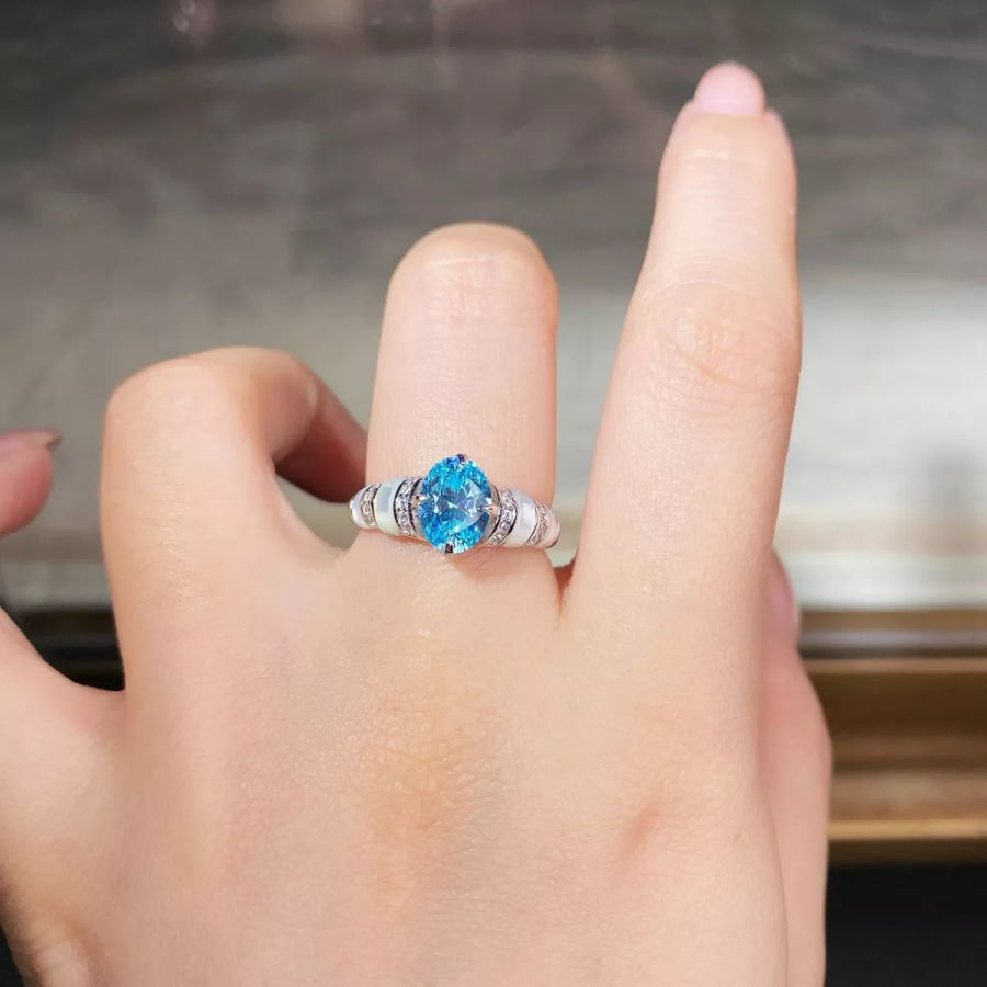 925 Sterling Silver Zircon Geometric Ring Apparel and Accessories