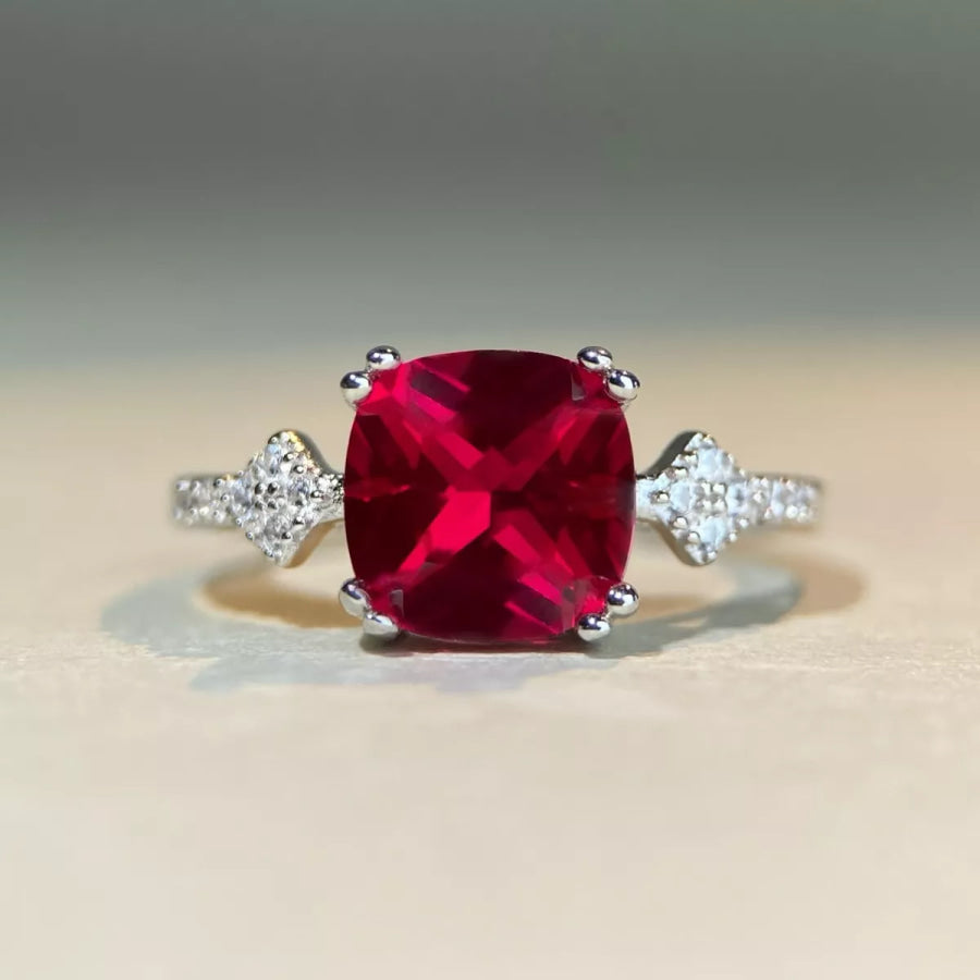 925 Sterling Silver Zircon Geometric Ring Apparel and Accessories