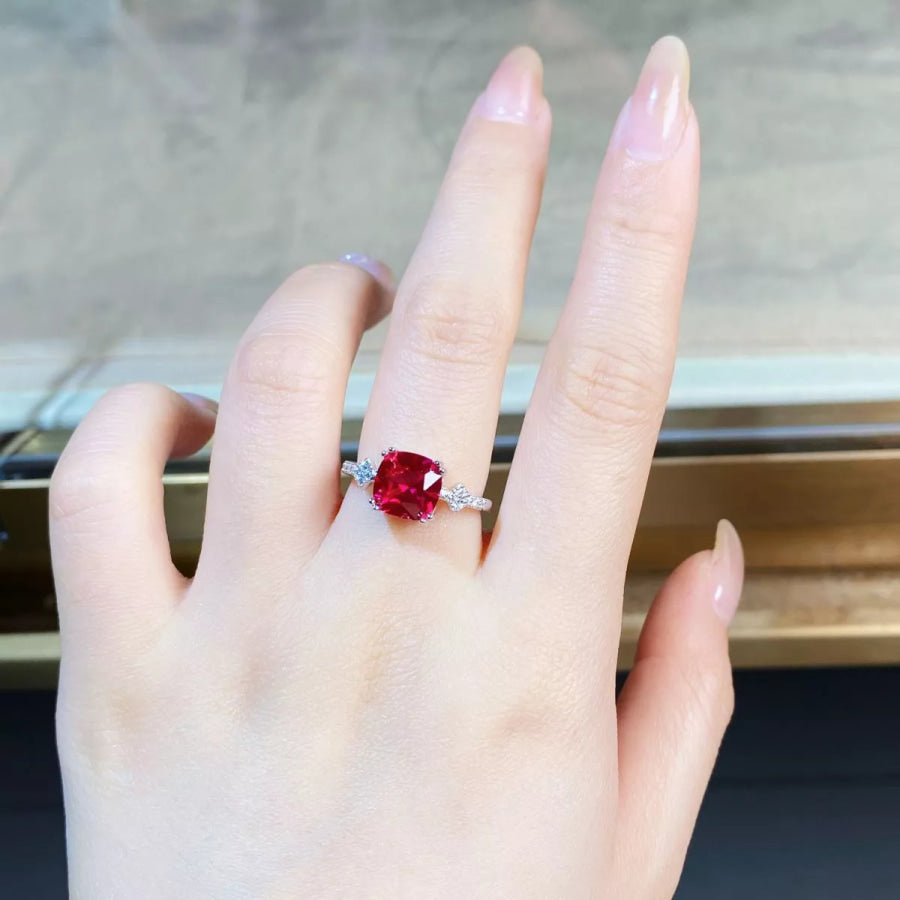 925 Sterling Silver Zircon Geometric Ring Apparel and Accessories