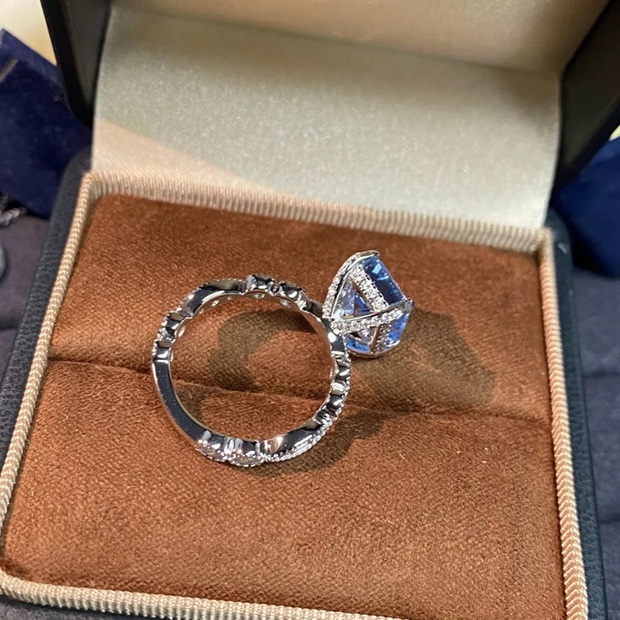 925 Sterling Silver Zircon Geometric Ring Apparel and Accessories