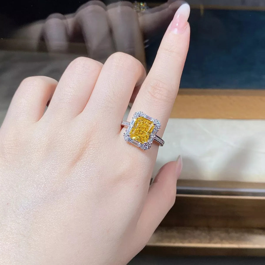 925 Sterling Silver Zircon Geometric Ring Apparel and Accessories