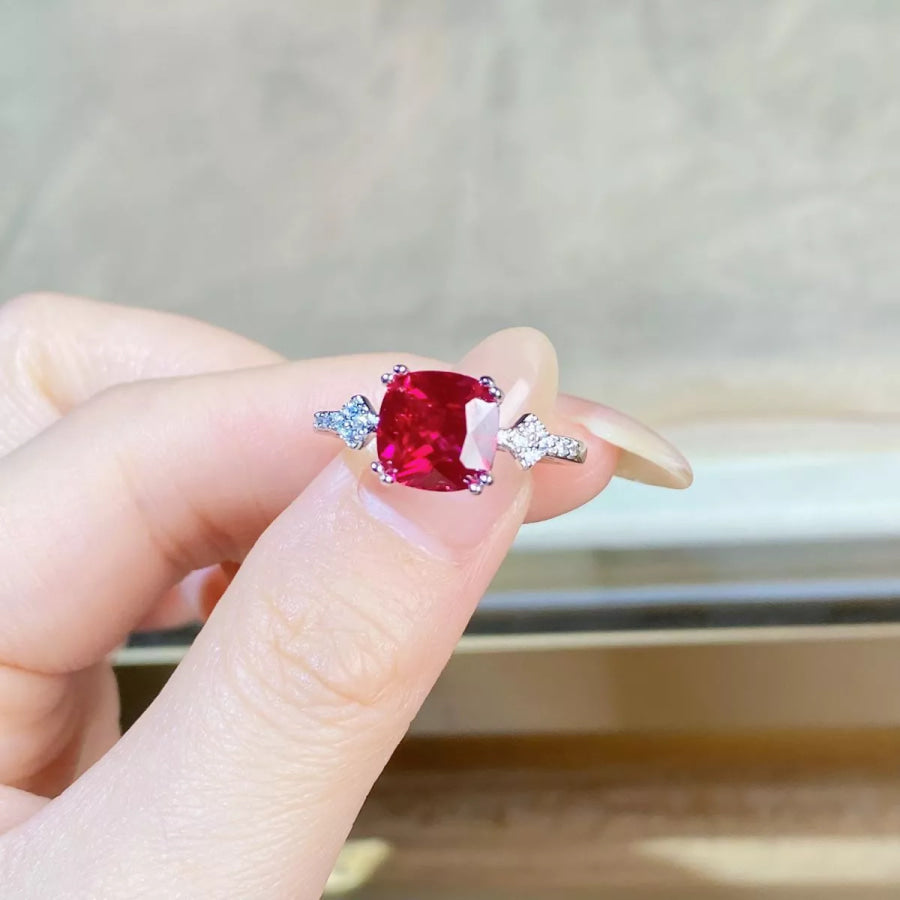 925 Sterling Silver Zircon Geometric Ring Apparel and Accessories