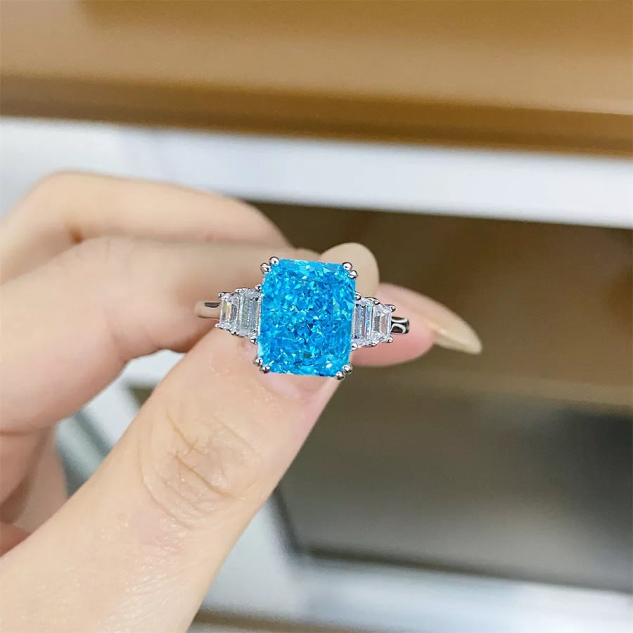 925 Sterling Silver Zircon Geometric Ring Apparel and Accessories