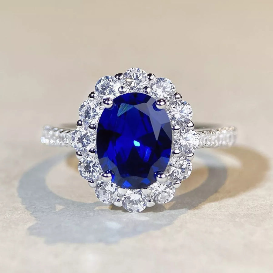 925 Sterling Silver Zircon Geometric Ring Apparel and Accessories