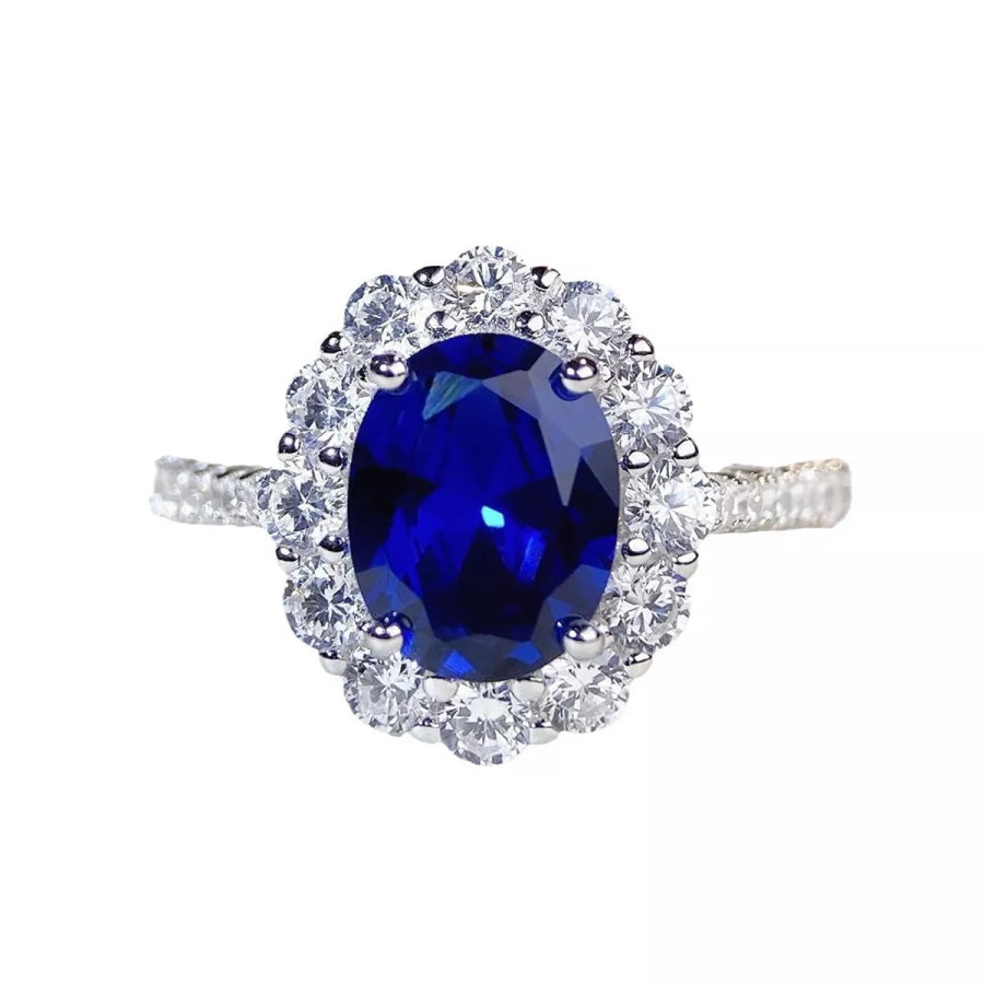 925 Sterling Silver Zircon Geometric Ring Apparel and Accessories