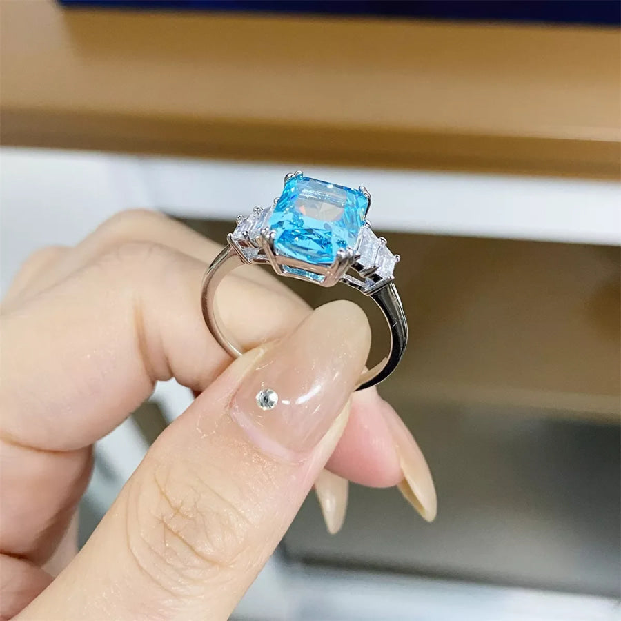925 Sterling Silver Zircon Geometric Ring Apparel and Accessories