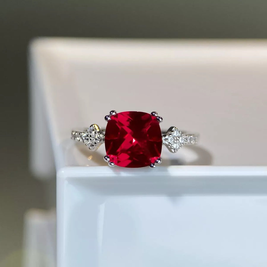 925 Sterling Silver Zircon Geometric Ring Apparel and Accessories