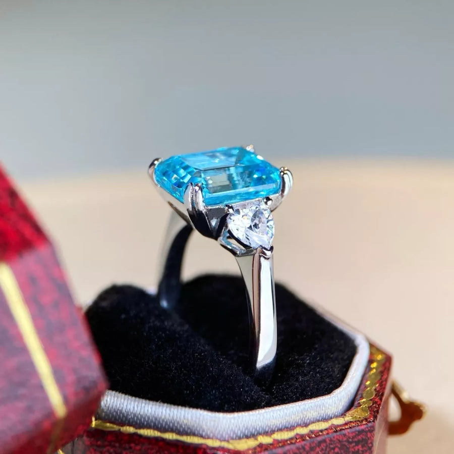 925 Sterling Silver Zircon Geometric Ring Apparel and Accessories