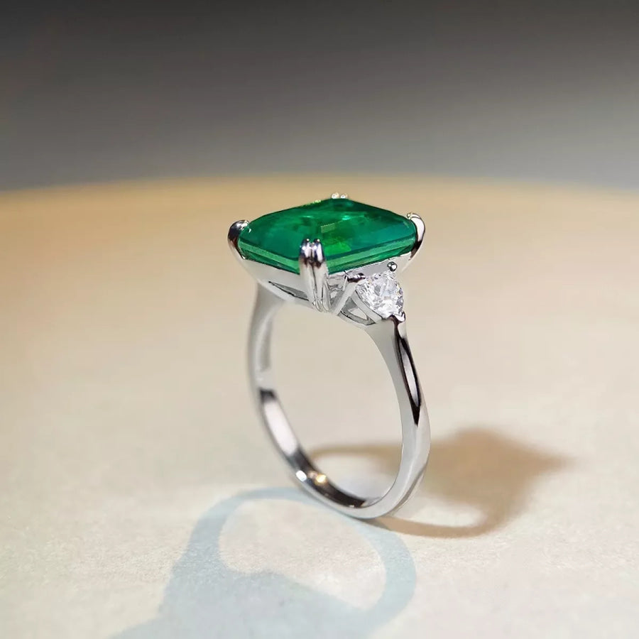 925 Sterling Silver Zircon Geometric Ring Apparel and Accessories