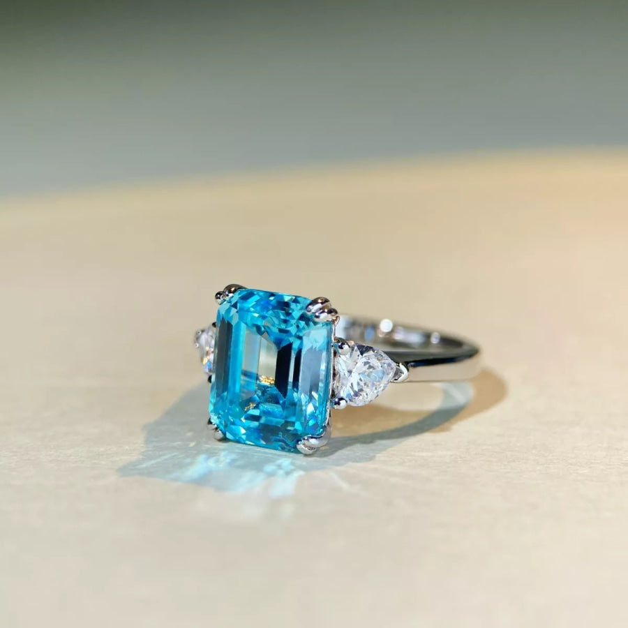 925 Sterling Silver Zircon Geometric Ring Apparel and Accessories
