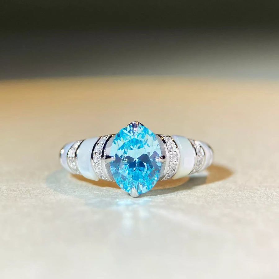925 Sterling Silver Zircon Geometric Ring Apparel and Accessories