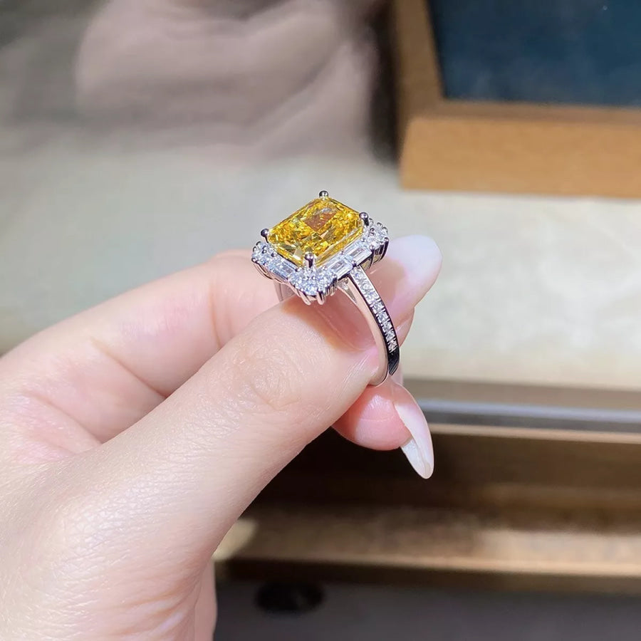 925 Sterling Silver Zircon Geometric Ring Apparel and Accessories