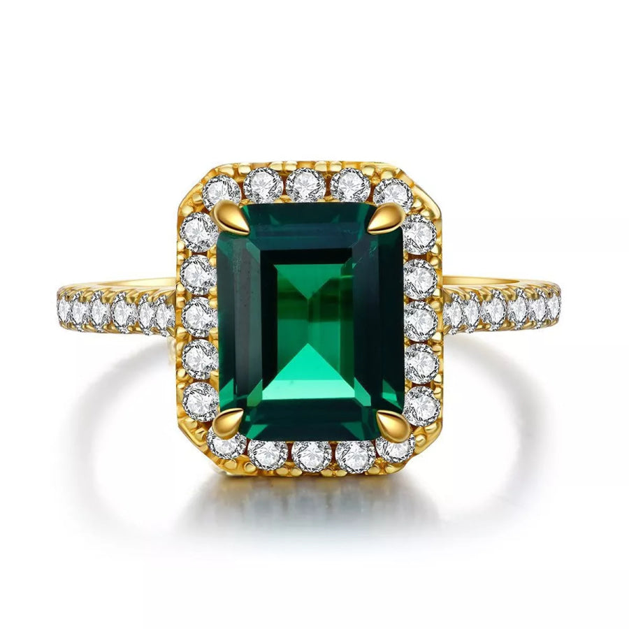925 Sterling Silver Zircon Geometric Ring Apparel and Accessories