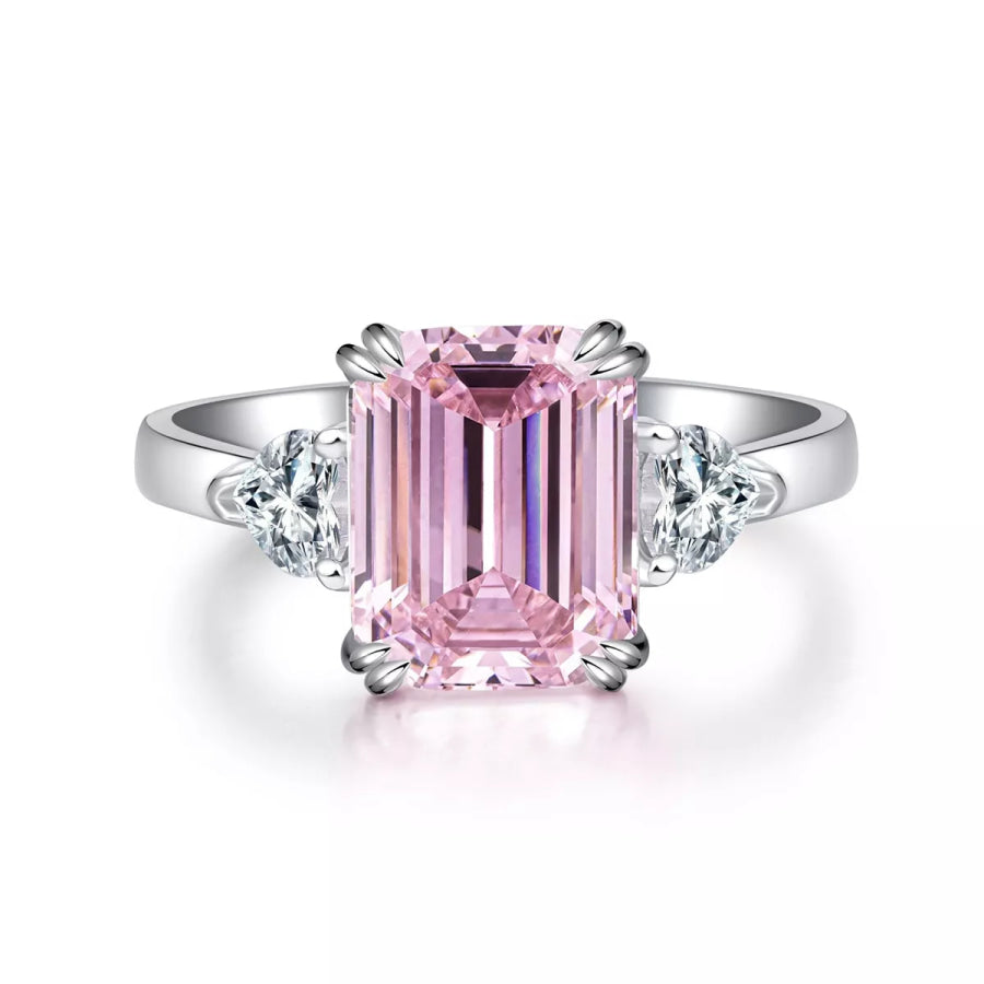 925 Sterling Silver Zircon Geometric Ring Apparel and Accessories