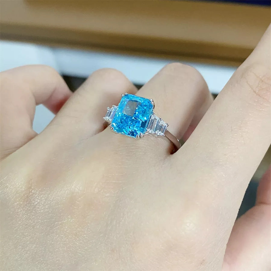 925 Sterling Silver Zircon Geometric Ring Apparel and Accessories