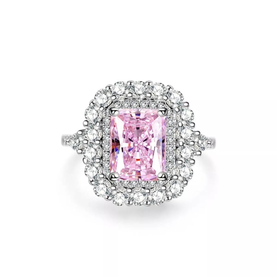 925 Sterling Silver Zircon Geometric Ring Style C / 5 Apparel and Accessories