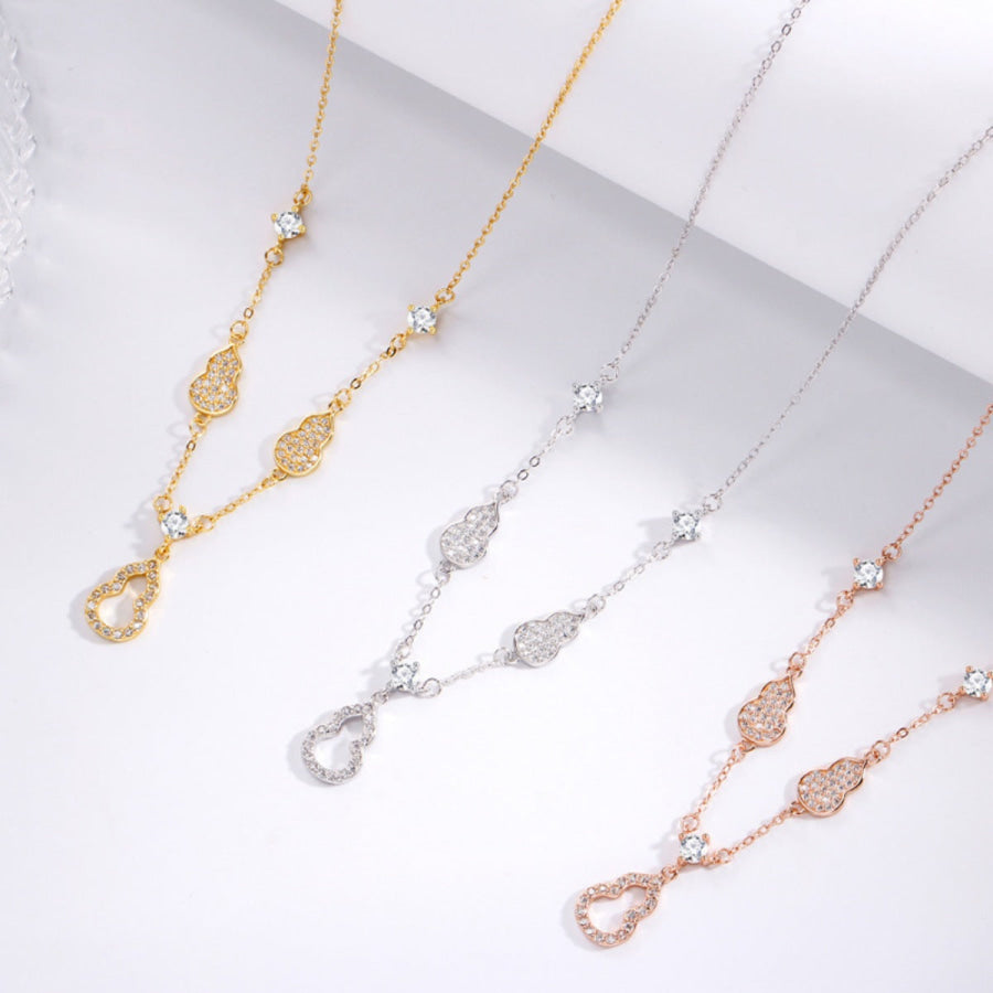 925 Sterling Silver Zircon Gourd Necklace Apparel and Accessories