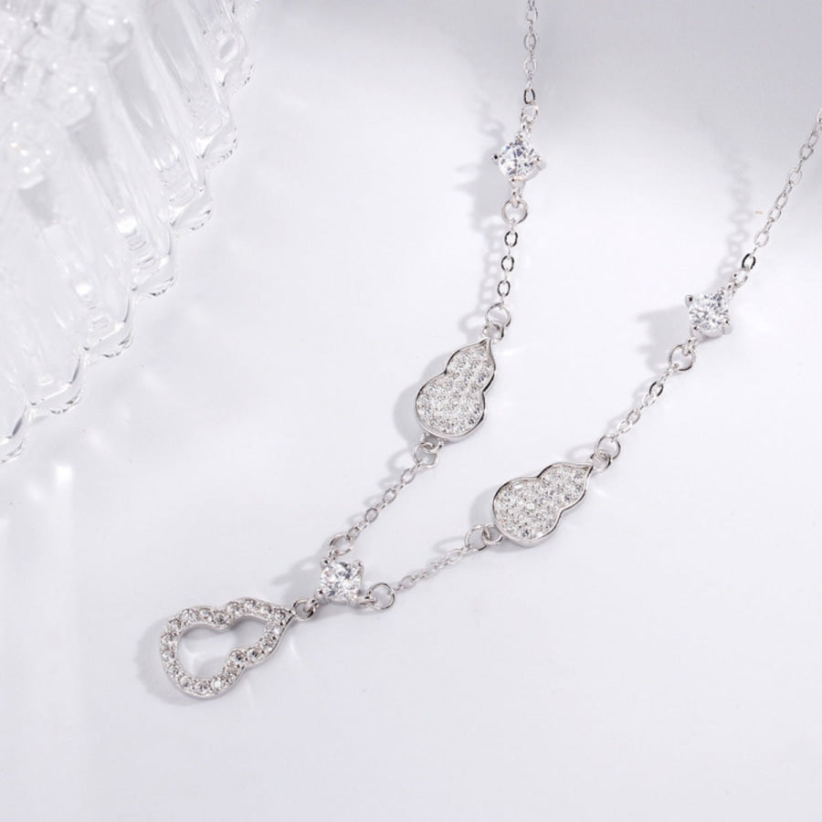 925 Sterling Silver Zircon Gourd Necklace Silver / One Size Apparel and Accessories
