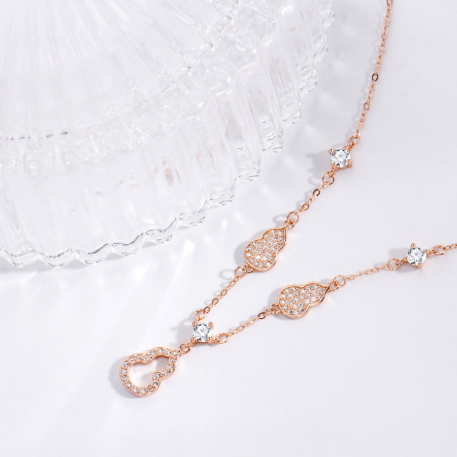 925 Sterling Silver Zircon Gourd Necklace Rose Gold / One Size Apparel and Accessories