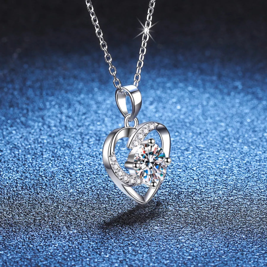 925 Sterling Silver Zircon Heart Necklace Apparel and Accessories