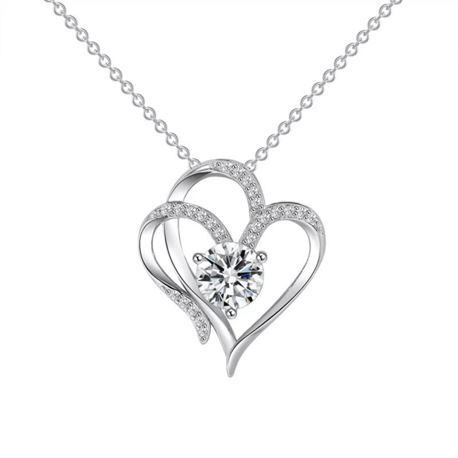925 Sterling Silver Zircon Heart Necklace Apparel and Accessories