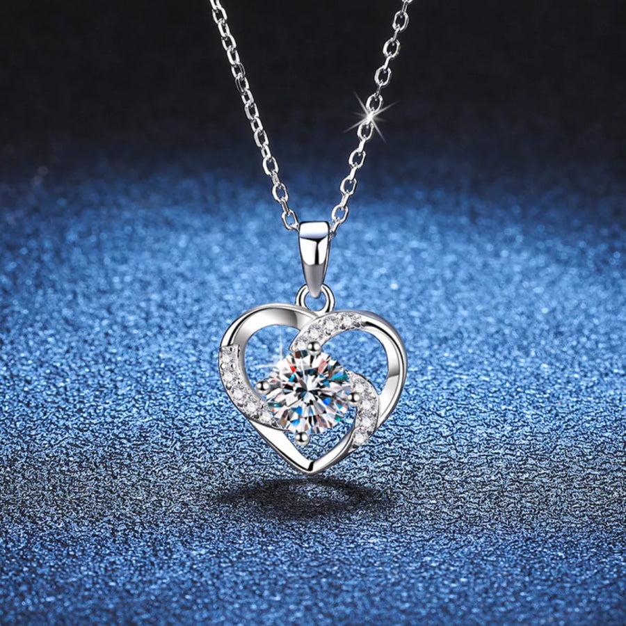 925 Sterling Silver Zircon Heart Necklace Apparel and Accessories
