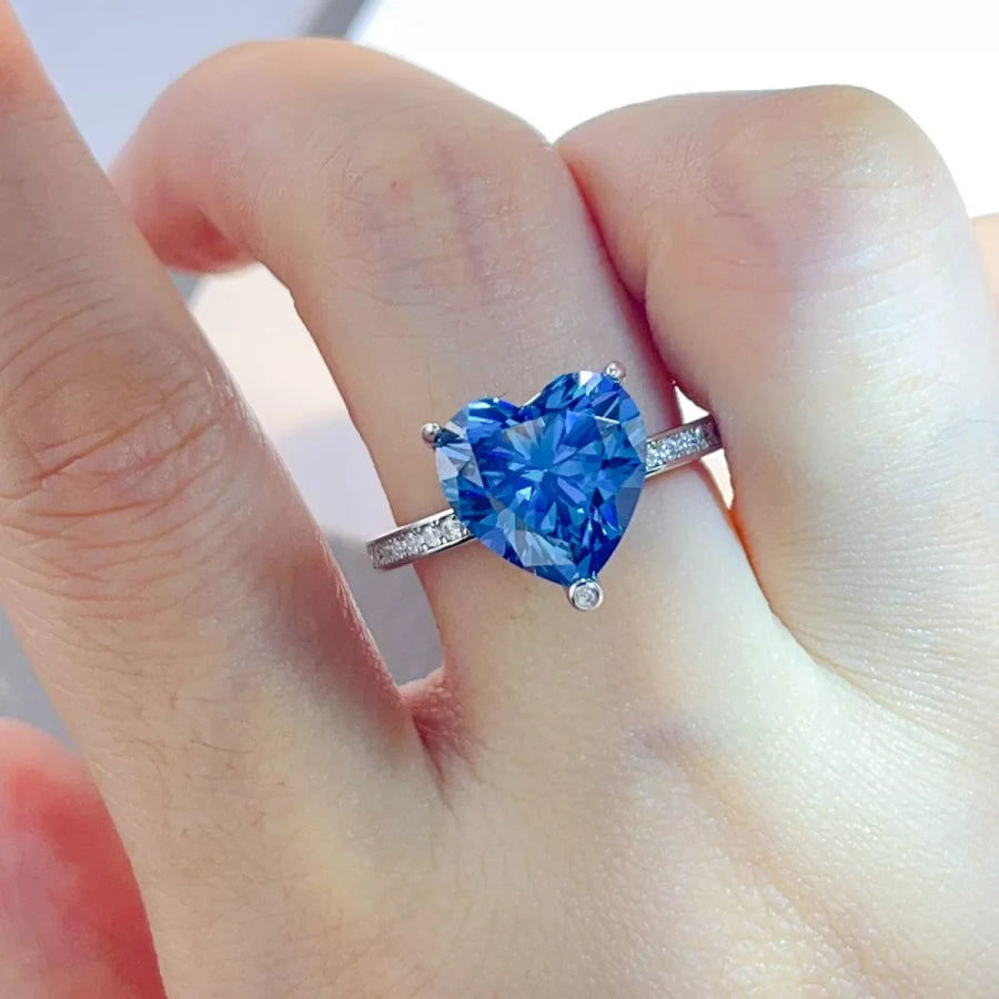 925 Sterling Silver Zircon Heart Ring Apparel and Accessories